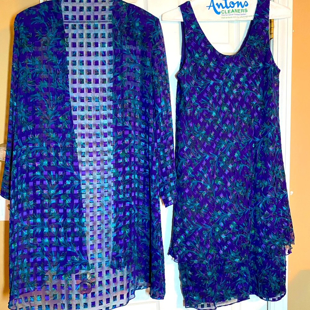 Two piece Patra jewel-toned sheath dress and jacket